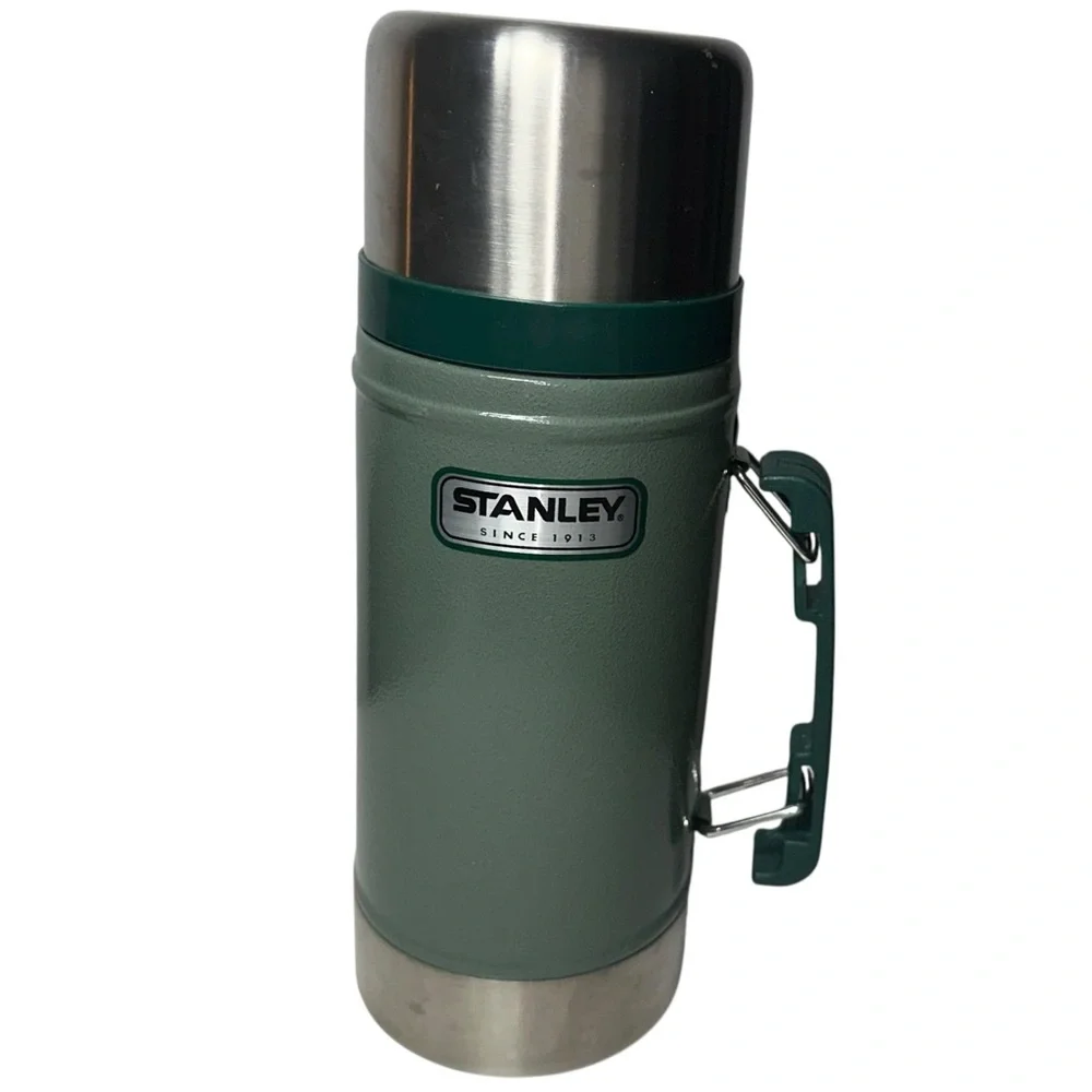 Stanley Insulated Green & Silver 24 oz Hot Cold Thermos Vacuum Food Jar - Picture 2 of 5